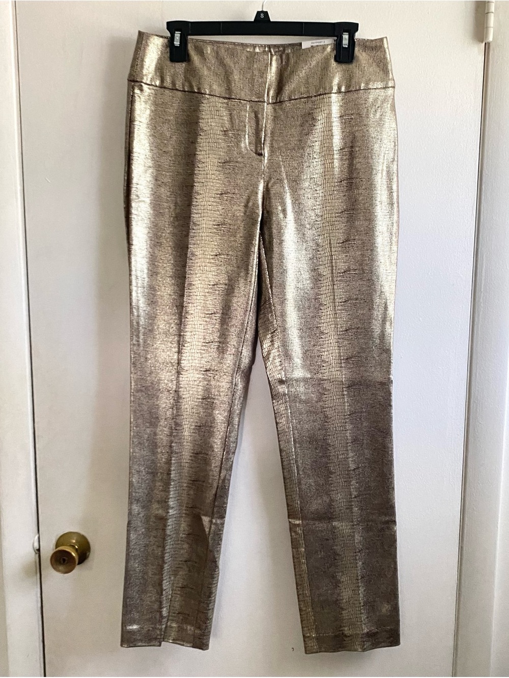 Alfani Slim Leg Gold Metallic Python Pants NWT